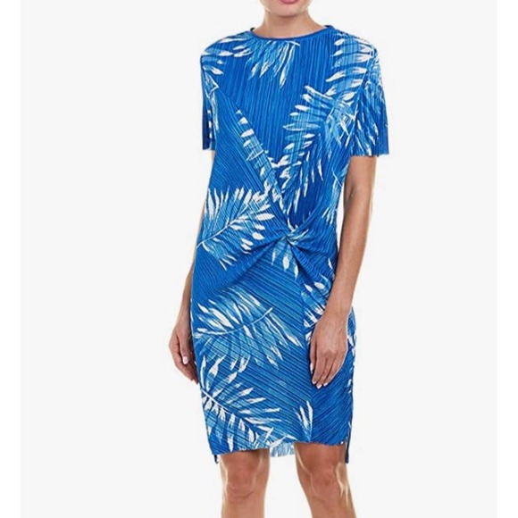 Catherine Malandrino Palm Micropleat Blue Dress - Picture 7 of 8